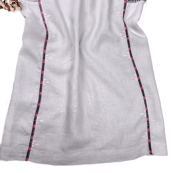 Johnny Was Gray Linen Pink Embroidered Tunic Dress Sz S - Picture 5 of 16